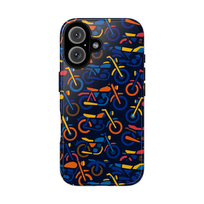 Colourful 3D Motorcycle Print Protective Phone Case for Creative Individuals – Stylish Protection Compatible with iPhone 13, 14, 15 & 16 – All Models Including Pro, Pro Max & Plus