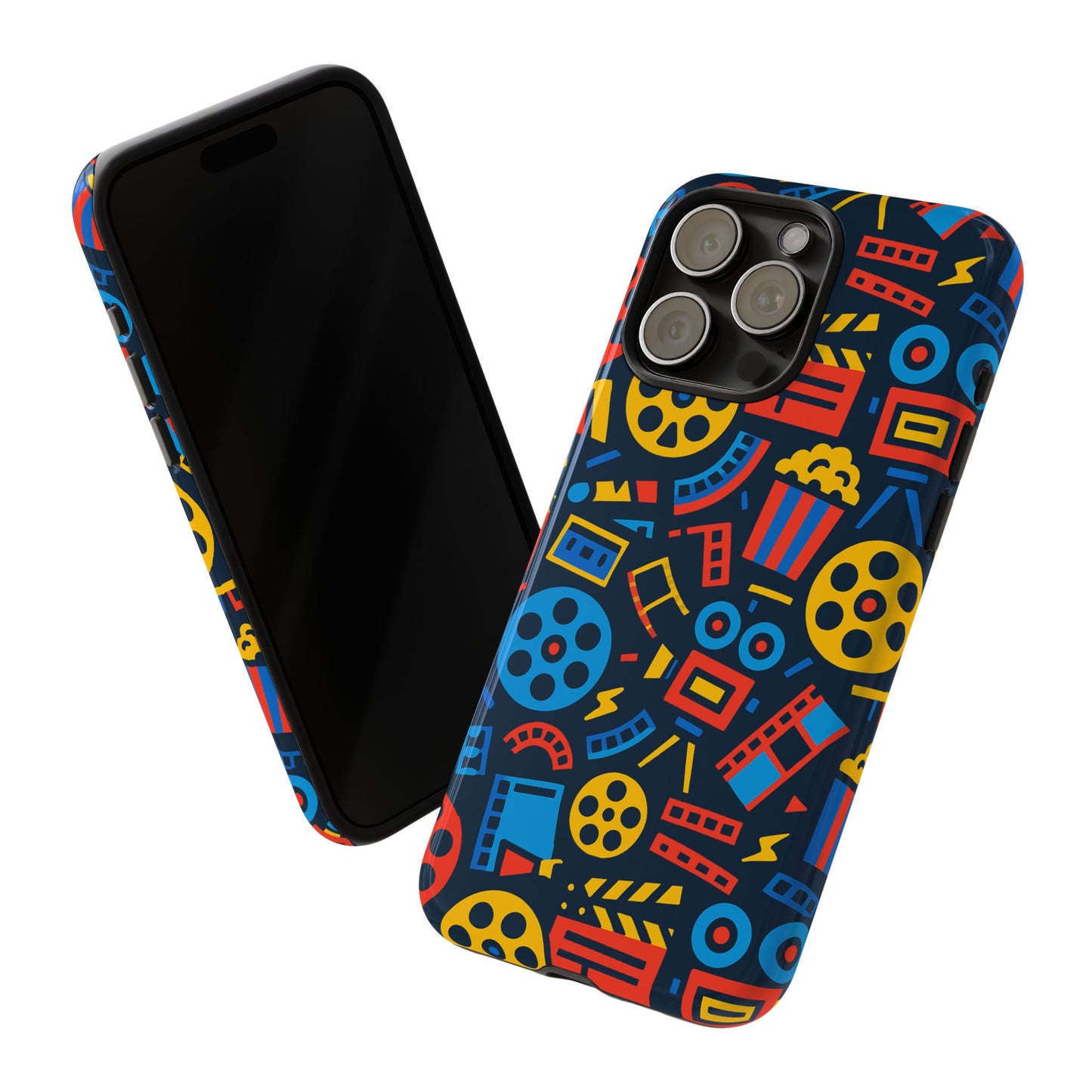 vibrant 3d film reel protective phone case for unique style and robust protection compatible with iphone 13, 14, 15 & 16 – all models including pro, pro max & plus