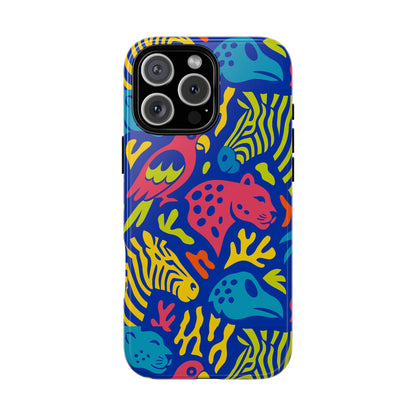 Vibrant Animal Print Protective Phone Case for Stylish Protection with Multicolour Design – Compatible with iPhone 13, 14, 15 & 16 – All Models Including Pro, Pro Max & Plus