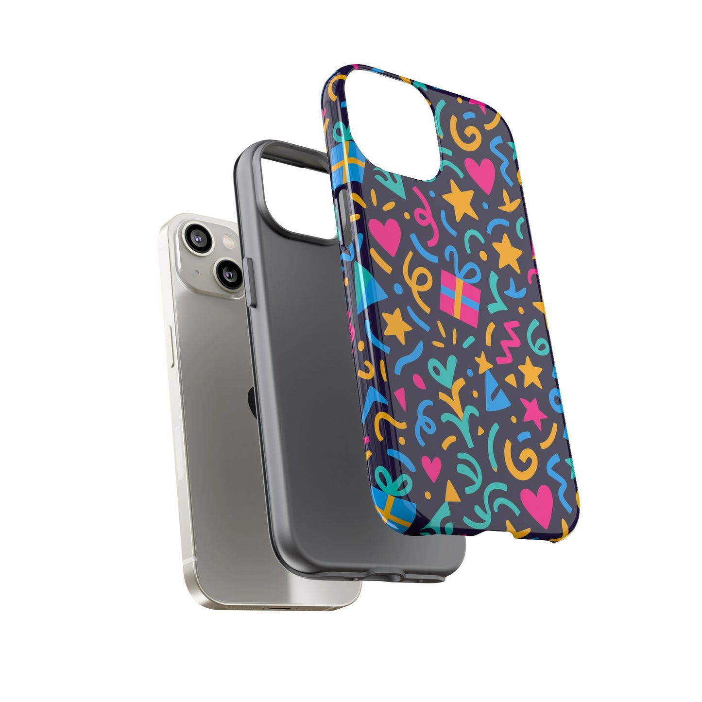 vibrant multicolour retro phone case with fun 3d design for stylish protection and unique expression compatible with iphone 13, 14, 15 & 16 – all models including pro, pro max & plus