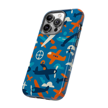 Vibrant 3D Airplane Print Phone Case in Blue – Fun Retro Design for Stylish Protection – Compatible with iPhone 13, 14, 15 & 16 – all models including Pro, Pro Max & Plus