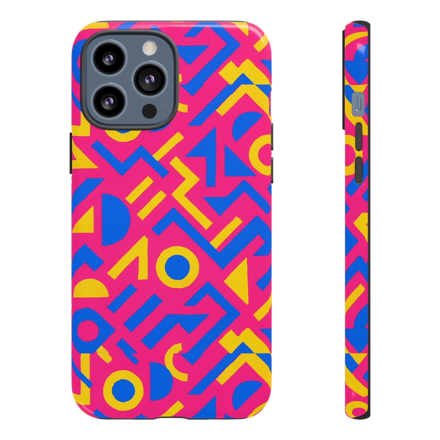 vibrant geometric 3d wrap protective phone case with multicolour design for unique style compatible with iphone 13, 14, 15 & 16 – all models including pro, pro max & plus