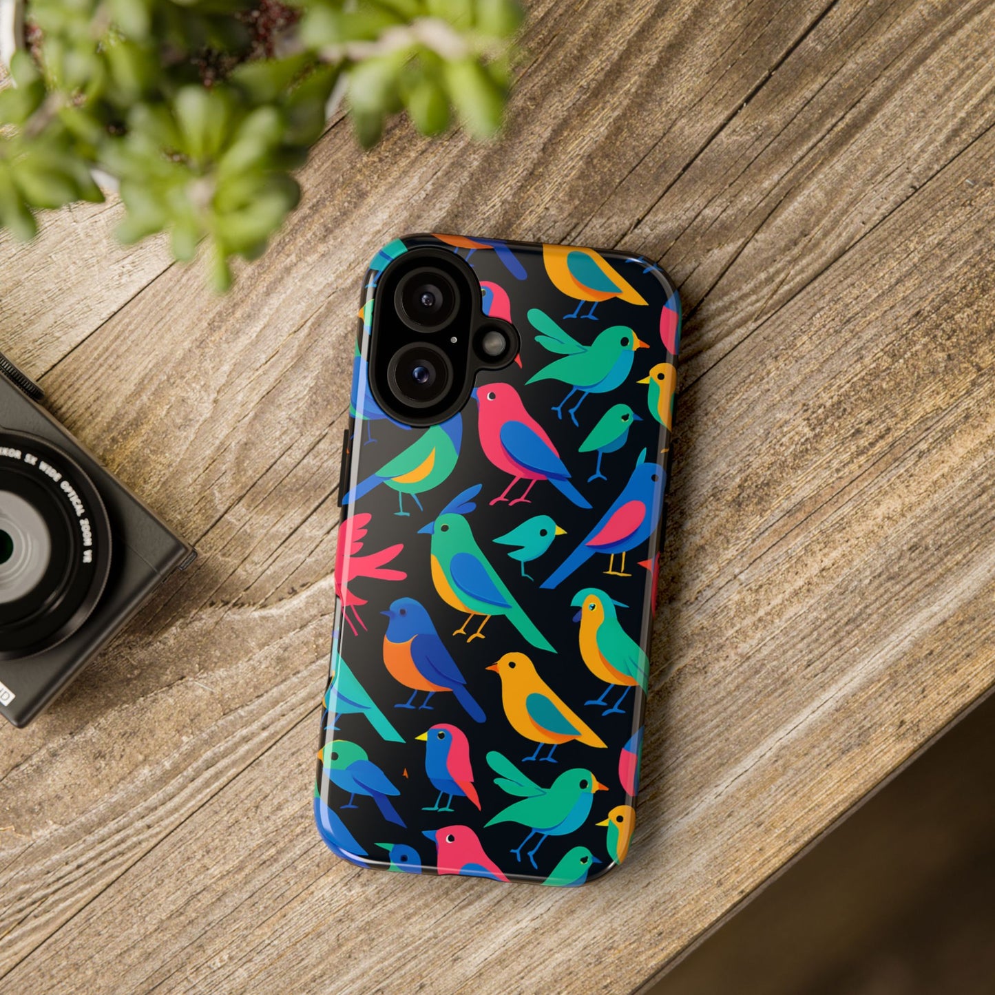 vibrant multicolour 3d bird print protective phone case for smart devices – unique accessory for trendsetters compatible with iphone 13, 14, 15 & 16 – all models including pro, pro max & plus