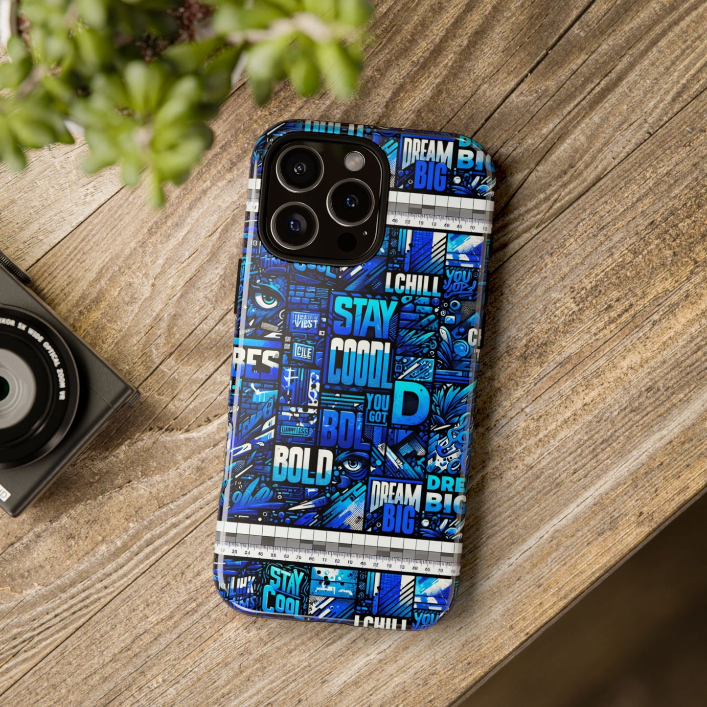 vibrant 3d wrap protective phone case in blue typography design for unique style – stylish protection compatible with iphone 13, 14, 15 & 16 – all models including pro, pro max & plus