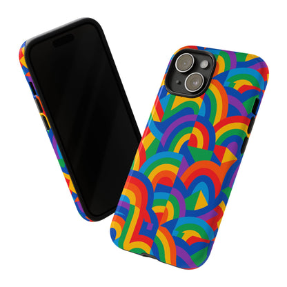Multicolour Rainbow Protective Phone Case with 3D Design for Stylish Protection Compatible with iPhone 13, 14, 15 & 16 – All Models Including Pro, Pro Max & Plus