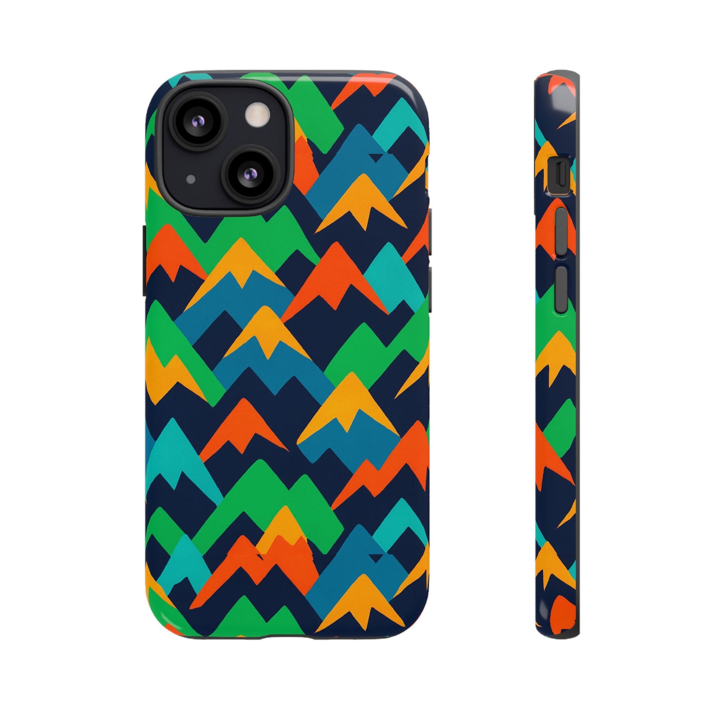 vibrant mountain design protective phone case with colourful abstract pattern for stylish protection compatible with iphone 13, 14, 15 & 16 – all models including pro, pro max & plus