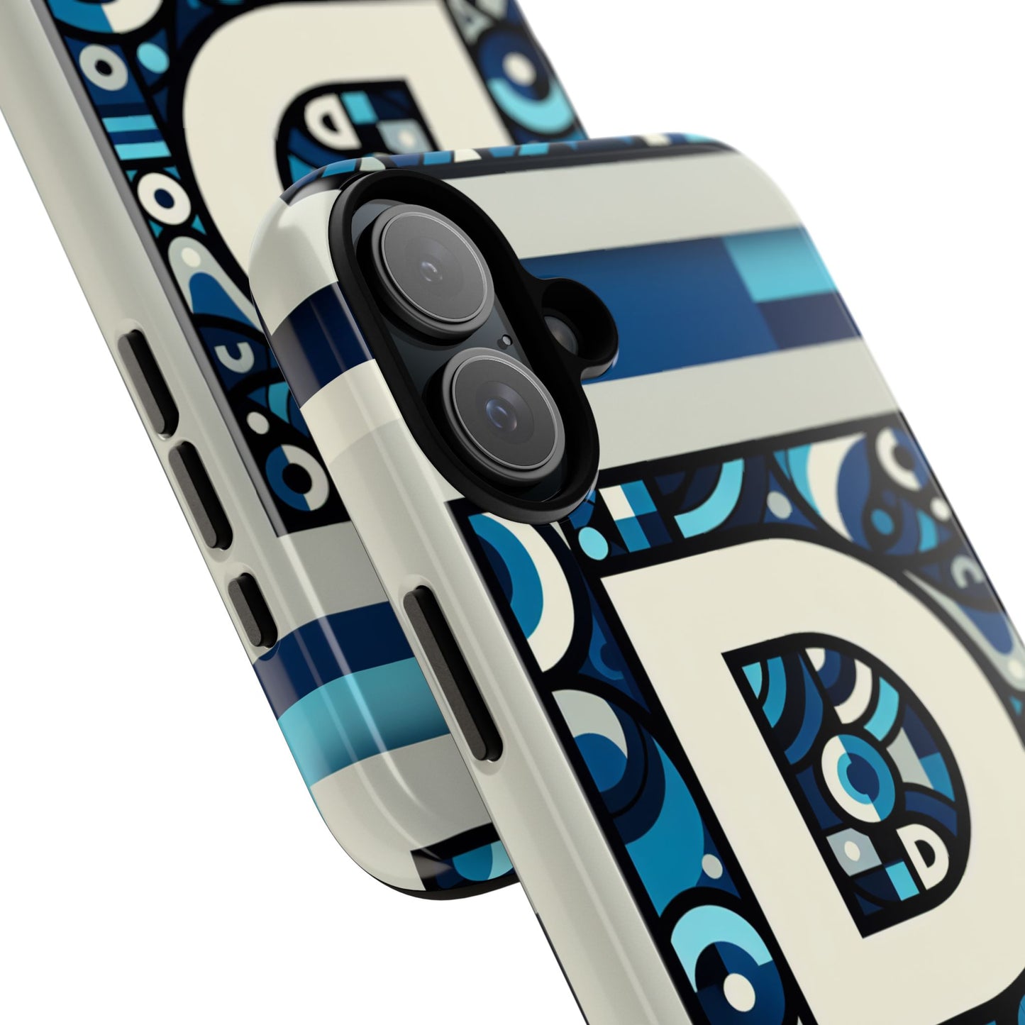 blue alphabet letter d phone case with 3d wrap and shock protection for kids and teens