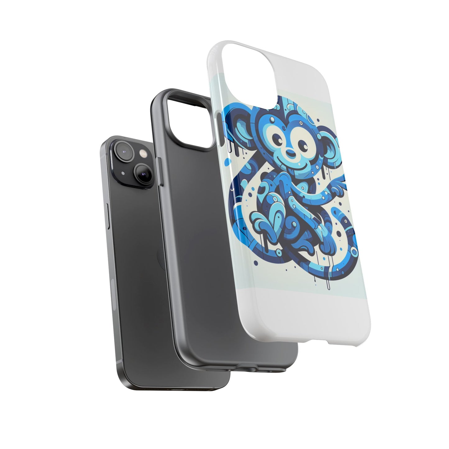 protective 3d wrap phone case with playful monkey design in blue – stylish protection for men and women compatible with iphone 13, 14, 15 & 16 – all models including pro, pro max & plus