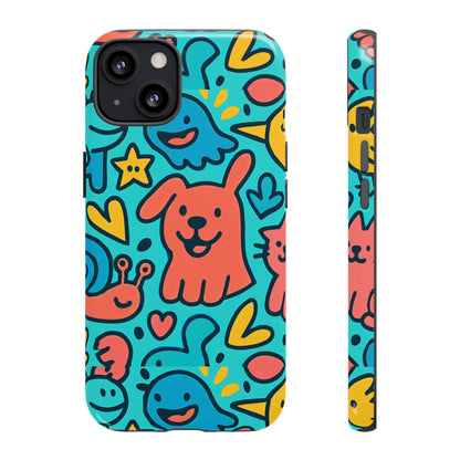 Vibrant Colourful Protective Phone Case with Fun Animal Cartoon Design – Stylish Protection for Kids and Adults Compatible with iPhone 13, 14, 15 & 16 – All Models Including Pro, Pro Max & Plus