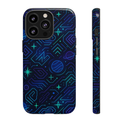 Vibrant Space Design Protective Phone Case in Blue and Green 3D Wrap for Stylish Protection Compatible with iPhone 13, 14, 15 & 16 – All Models Including Pro, Pro Max & Plus