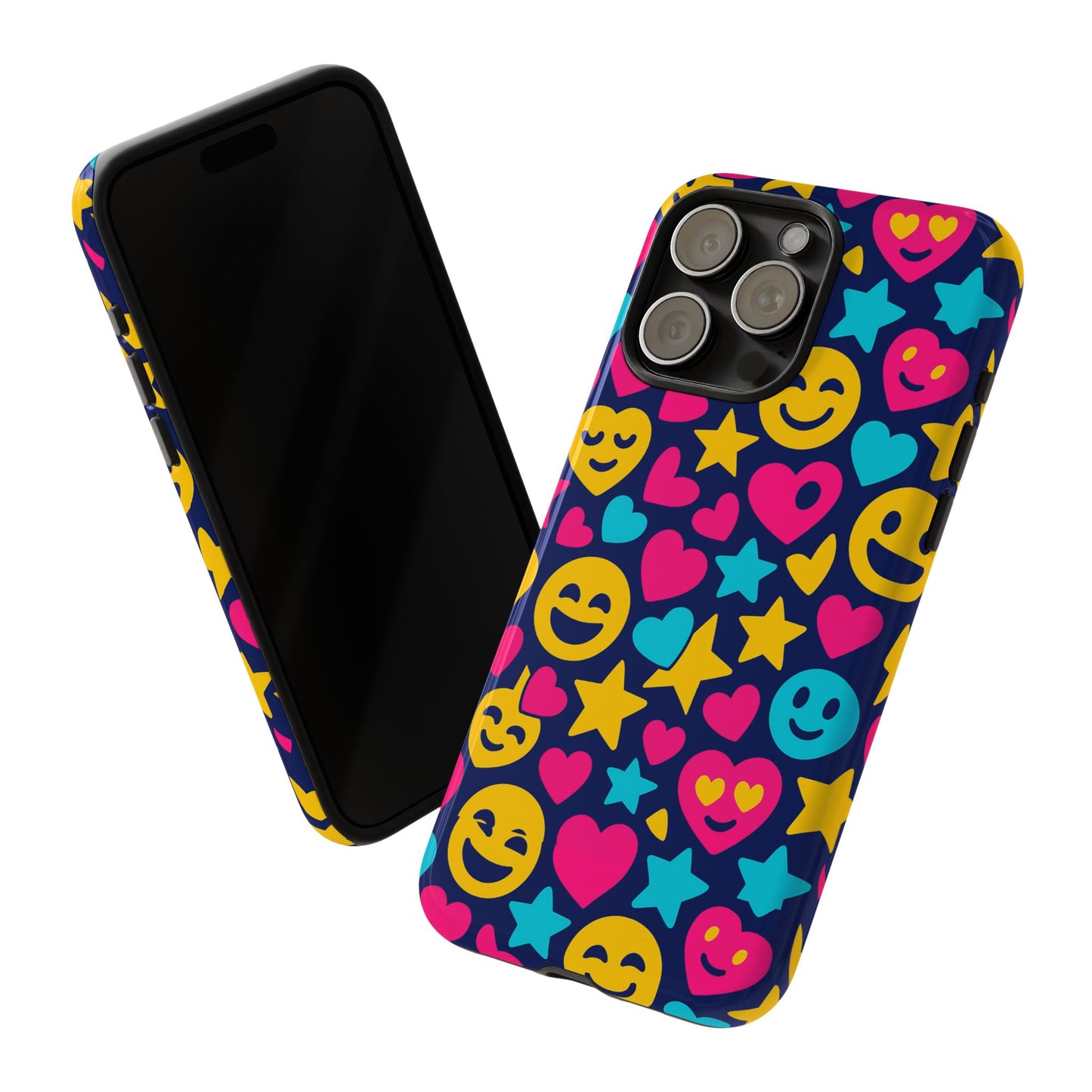 vibrant emoji protective phone case with 3d wrap design for fun style and robust protection compatible with iphone 13, 14, 15 & 16 – all models including pro, pro max & plus