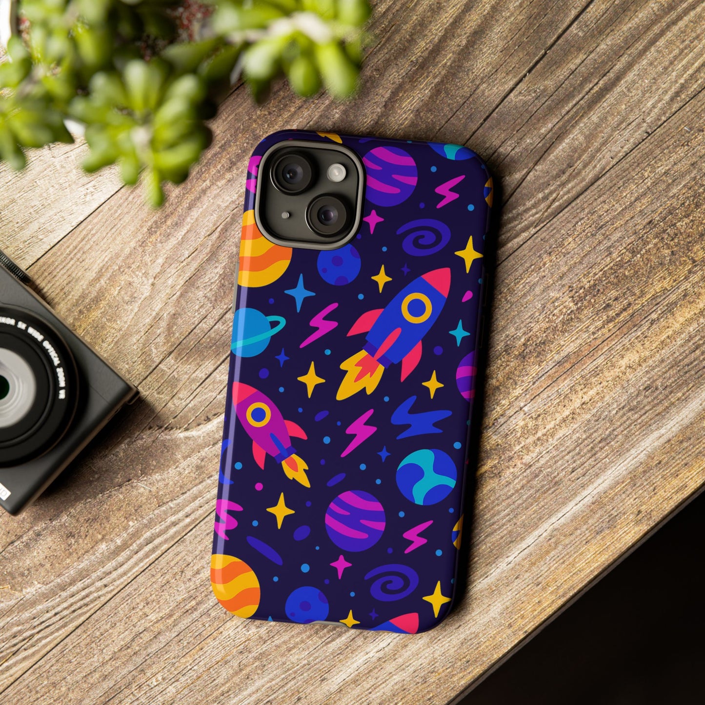 vibrant 3d wrap protective phone case with playful space theme for stylish self-expression compatible with iphone 13, 14, 15 & 16 – all models including pro, pro max & plus