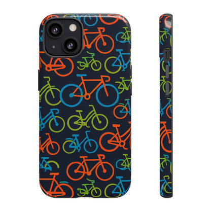 Multicolour Bicycle Print Protective Phone Case for Smartphones – Vibrant Style and Trendy Accessory Compatible with iPhone 13, 14, 15 & 16 – all models including Pro, Pro Max & Plus