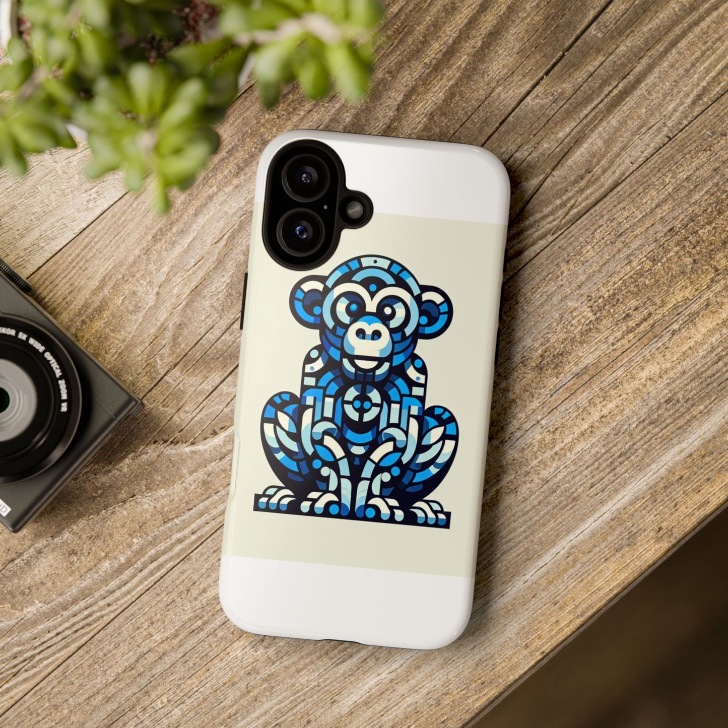 vibrant blue 3d wrap phone case with playful monkey design for creative individuals compatible with iphone 13, 14, 15 & 16 – all models including pro, pro max & plus