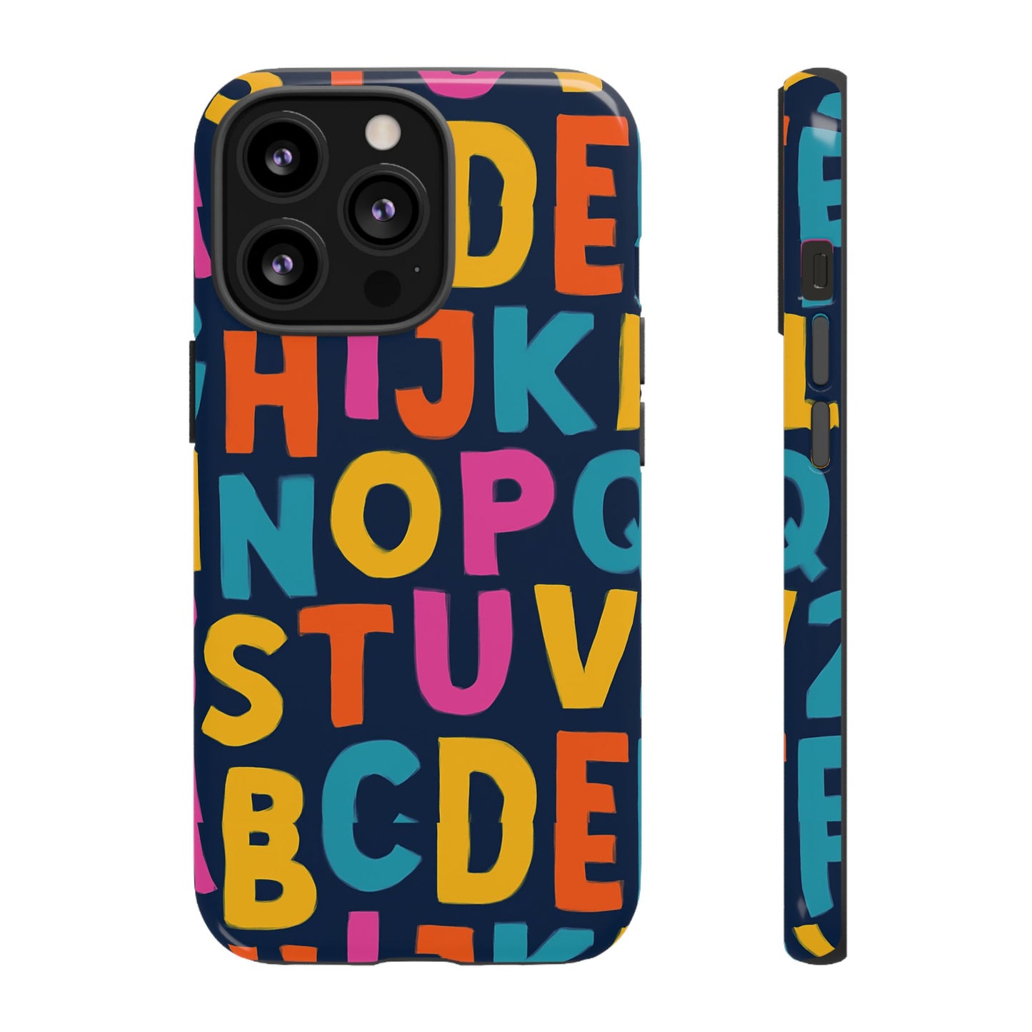 multicolour alphabet 3d wrap protective phone case for unique style and playful expression compatible with iphone 13, 14, 15 & 16 – all models including pro, pro max & plus