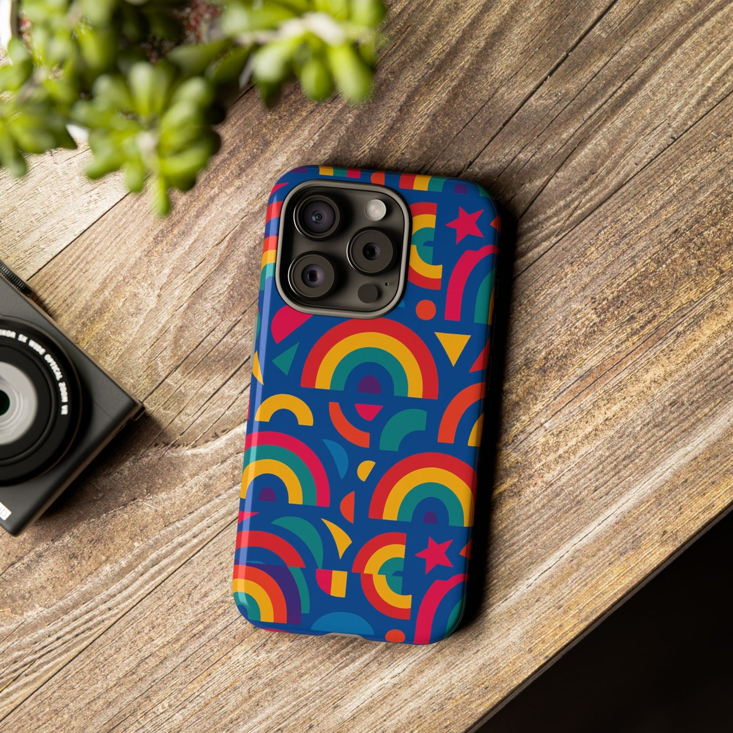 vibrant 3d geometric phone case in multicolour design for stylish protection compatible with iphone 13, 14, 15 & 16 – all models including pro, pro max & plus