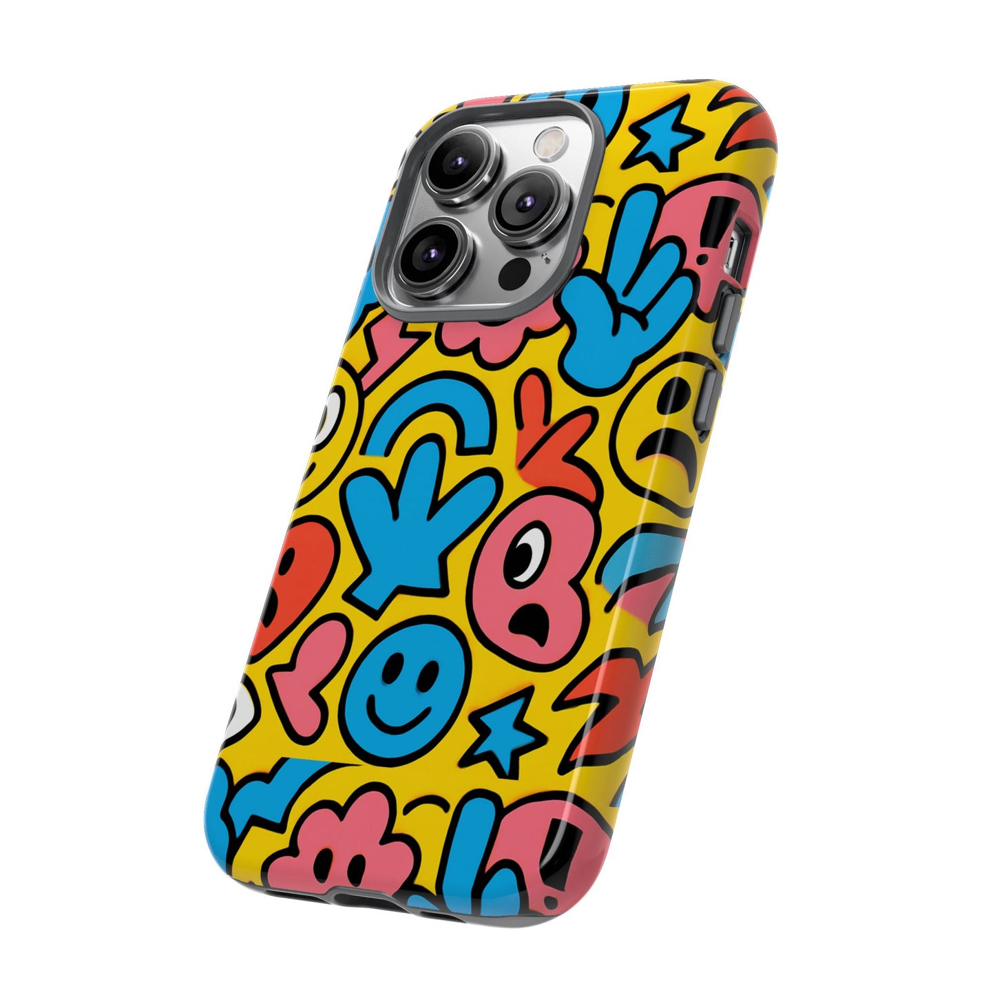 vibrant emoji phone case with fun 3d multicolour design, playful protective cover for kids and teens, compatible with iphone 13, 14, 15 & 16 – all models including pro, pro max & plus