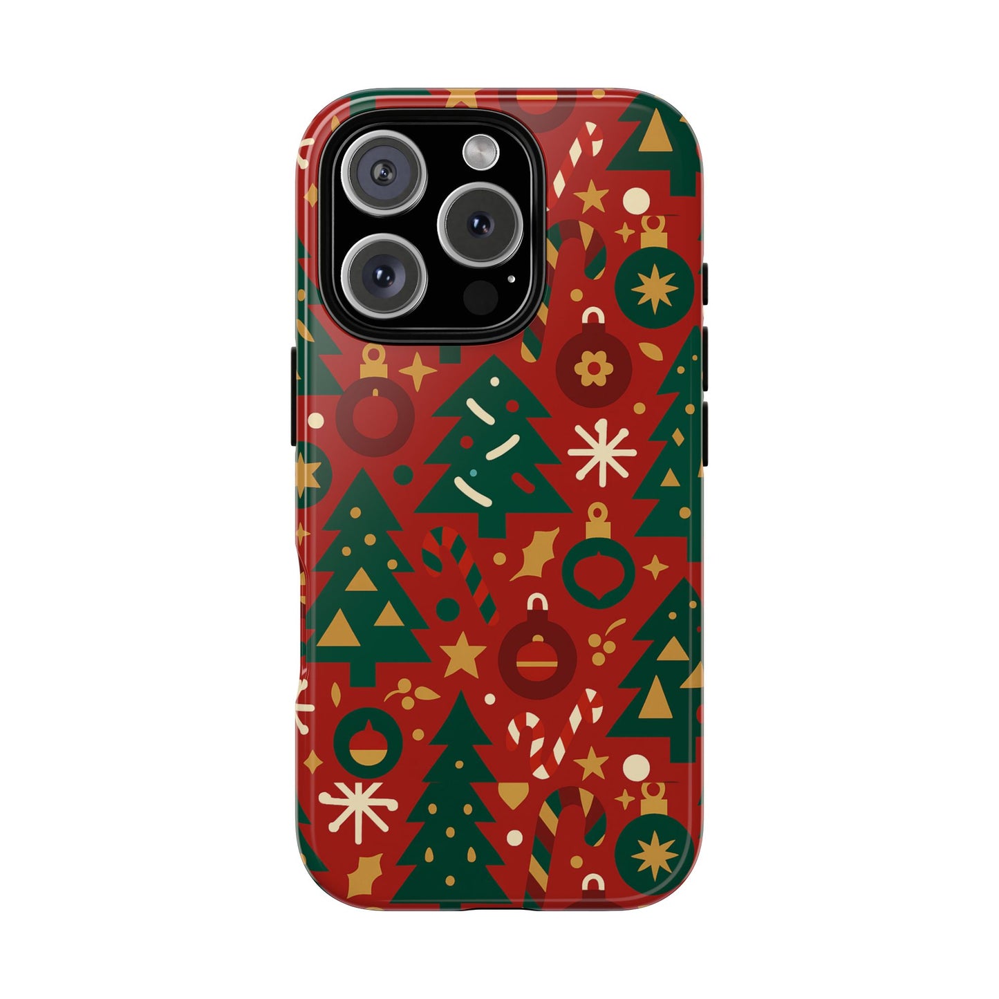 festive red christmas phone case with 3d wrap design – vibrant protection for iphone 13, 14, 15 & 16 – all models including pro, pro max & plus