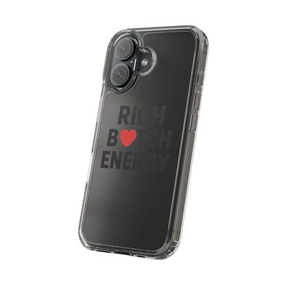 Rich Bitch Energy Clear Phone Case for Confident Individuals - Stylish Protection with Shock-Absorbing Materials and Scratch-Resistant Design for Everyday Use