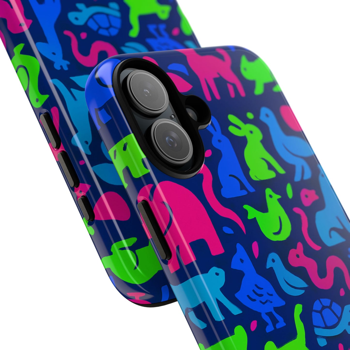 vibrant animal print phone case with 3d design for stylish protection compatible with iphone 13, 14, 15 & 16 – all models including pro, pro max & plus