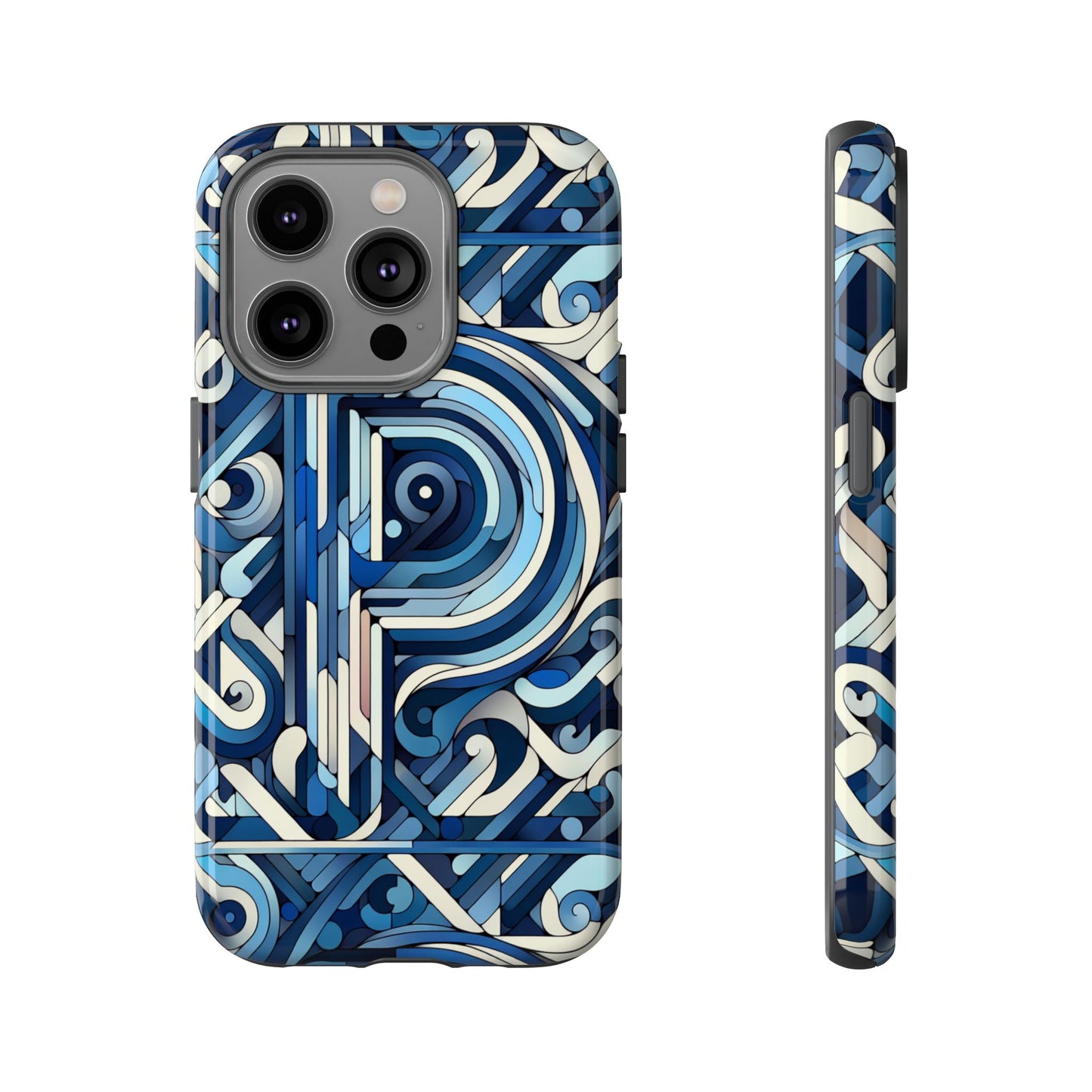 blue alphabet p phone case with 3d wrap design for kids and teens durable shockproof protective cover for smartphones