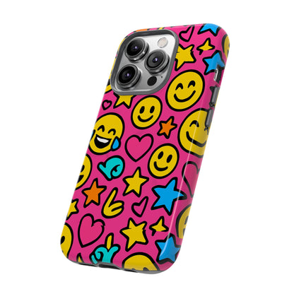 Vibrant Pink Emoji Phone Case with 3D Wrap Design for Stylish Protection Compatible with iPhone 13, 14, 15 & 16 – All Models Including Pro, Pro Max & Plus