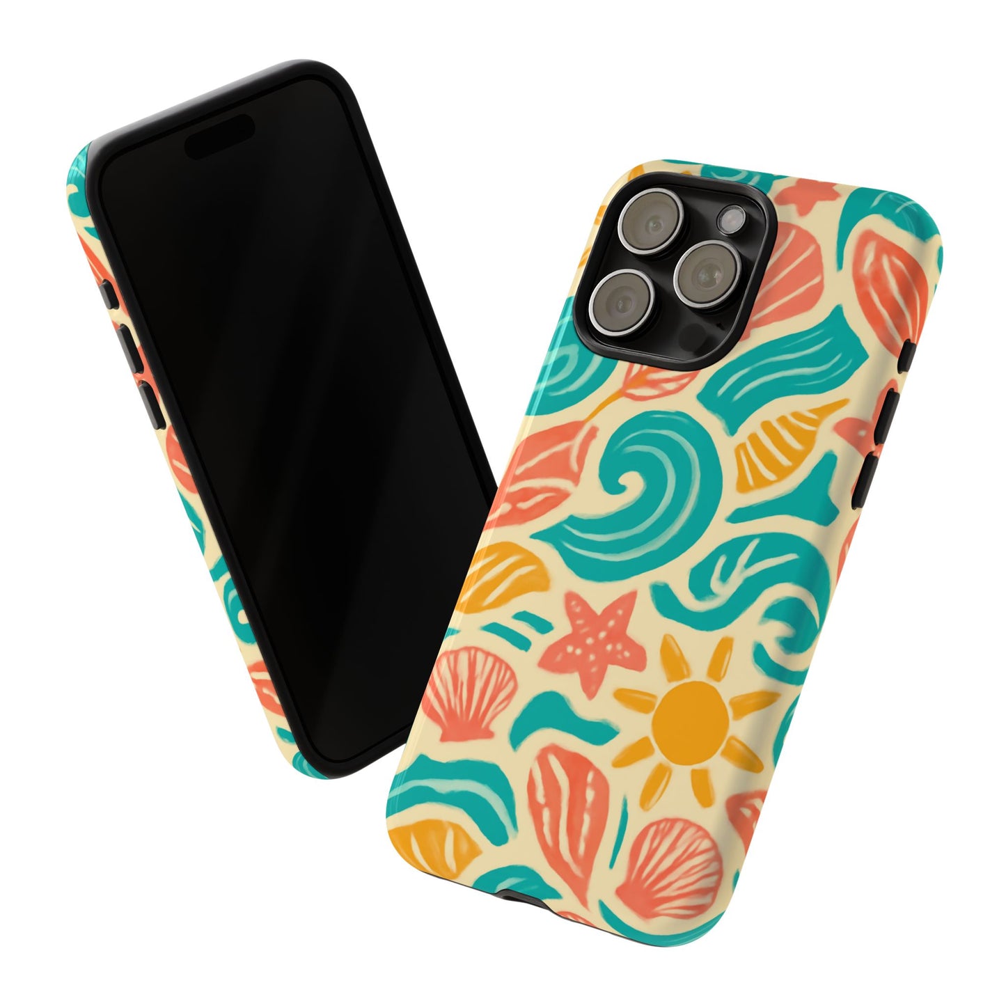 vibrant beach style protective phone case with 3d wrap design for stylish protection – compatible with iphone 13, 14, 15 & 16 – all models including pro, pro max & plus