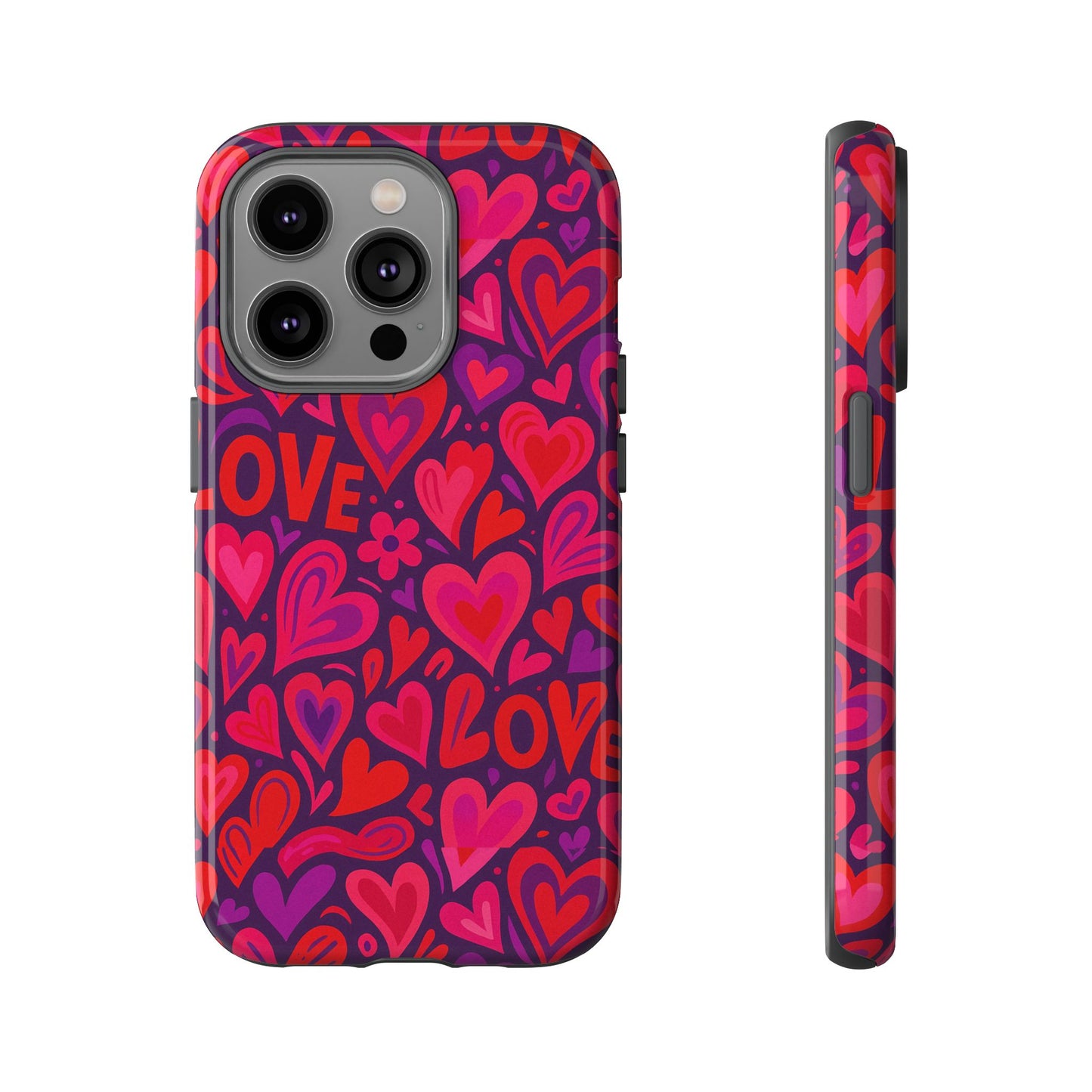 multicolour 3d heart pattern protective phone case for smartphones – vibrant design for stylish protection, compatible with iphone 13, 14, 15 & 16 – all models including pro, pro max & plus