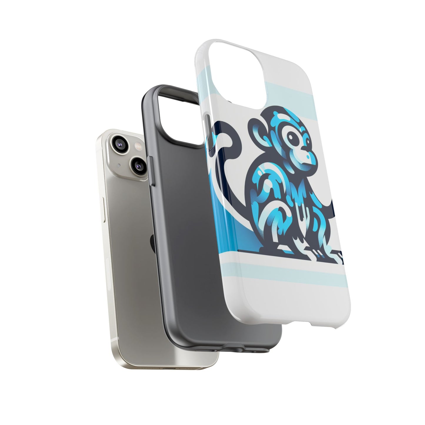 vibrant 3d monkey-inspired phone case for stylish protection in blue – unisex design compatible with iphone 13, 14, 15 & 16 – all models including pro, pro max & plus
