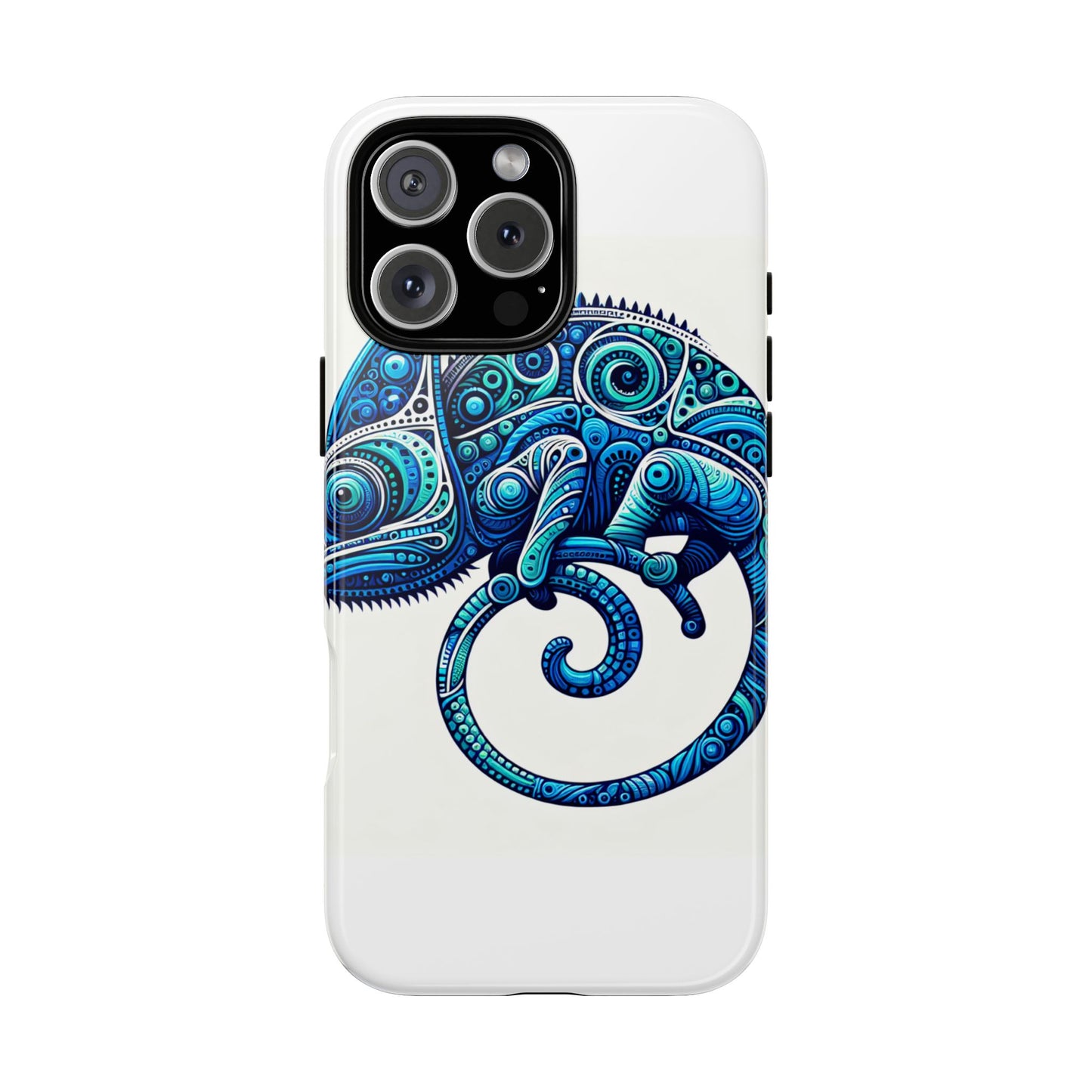 vibrant 3d wrap protective phone case with blue chameleon design, creative accessory for unique style, compatible with iphone 13, 14, 15 & 16 – all models including pro, pro max & plus