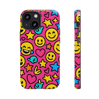 Vibrant Pink Emoji Phone Case with 3D Wrap Design for Stylish Protection Compatible with iPhone 13, 14, 15 & 16 – All Models Including Pro, Pro Max & Plus