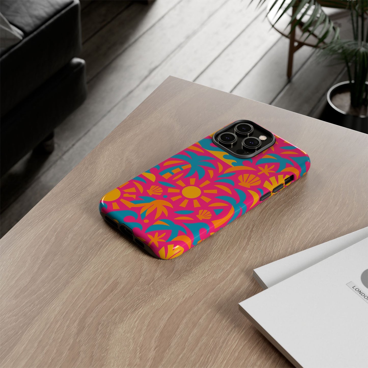 vibrant tropical 3d wrap design protective phone case with retro style – bold accessory for self-expression compatible with iphone 13, 14, 15 & 16 – all models including pro, pro max & plus