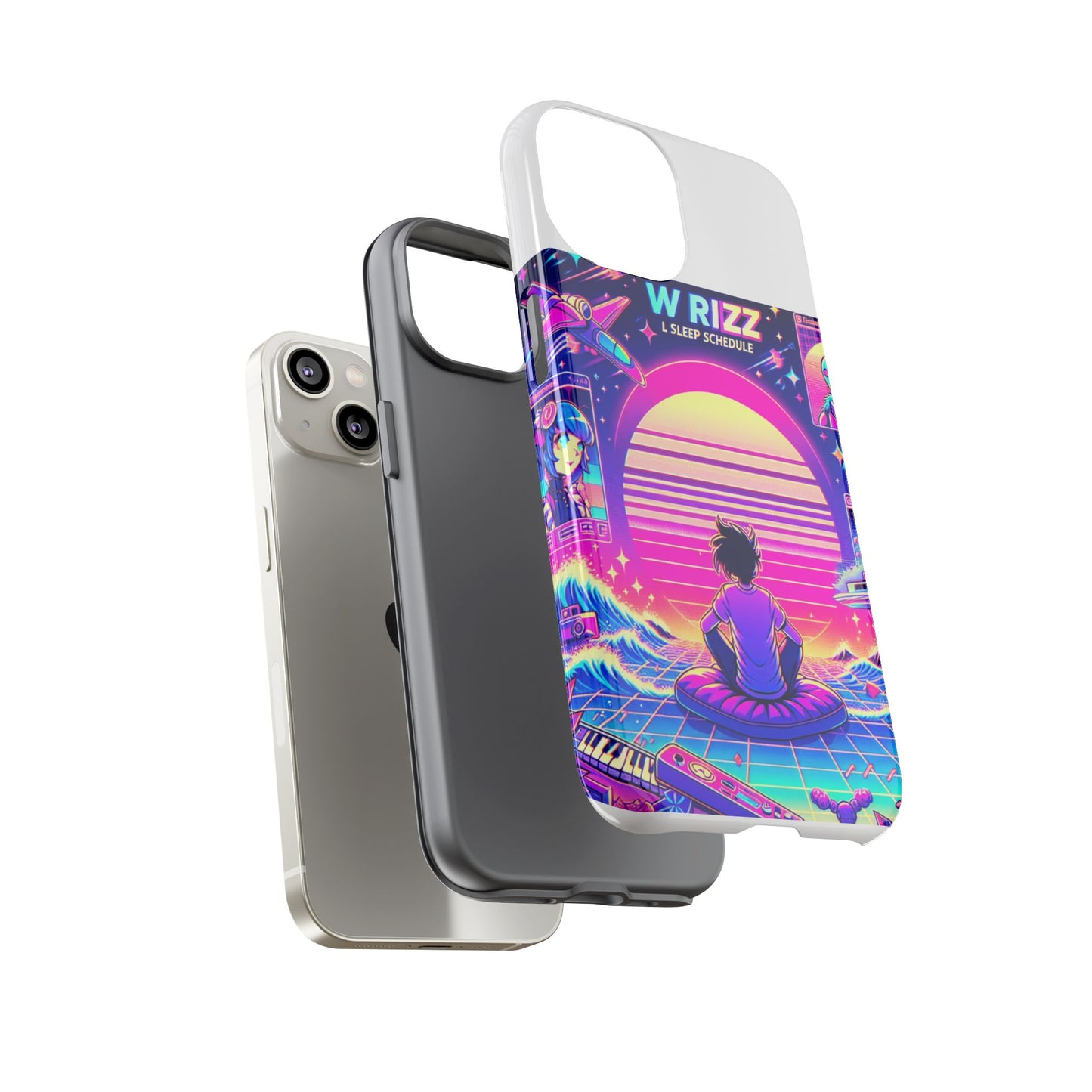 w rizz l sleep schedule protective phone case for anime lovers