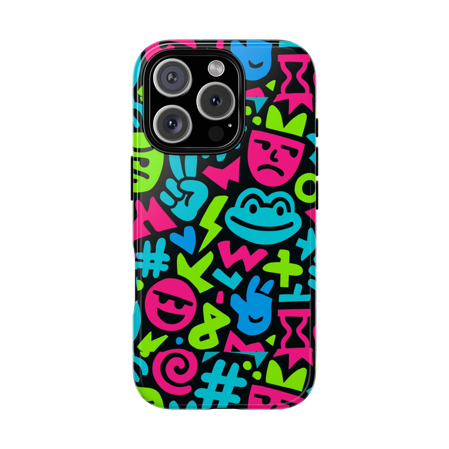 vibrant emoji pattern protective phone case colourful 3d design stylish protection for unisex smartphones compatible with iphone 13, 14, 15 & 16 – all models including pro, pro max & plus