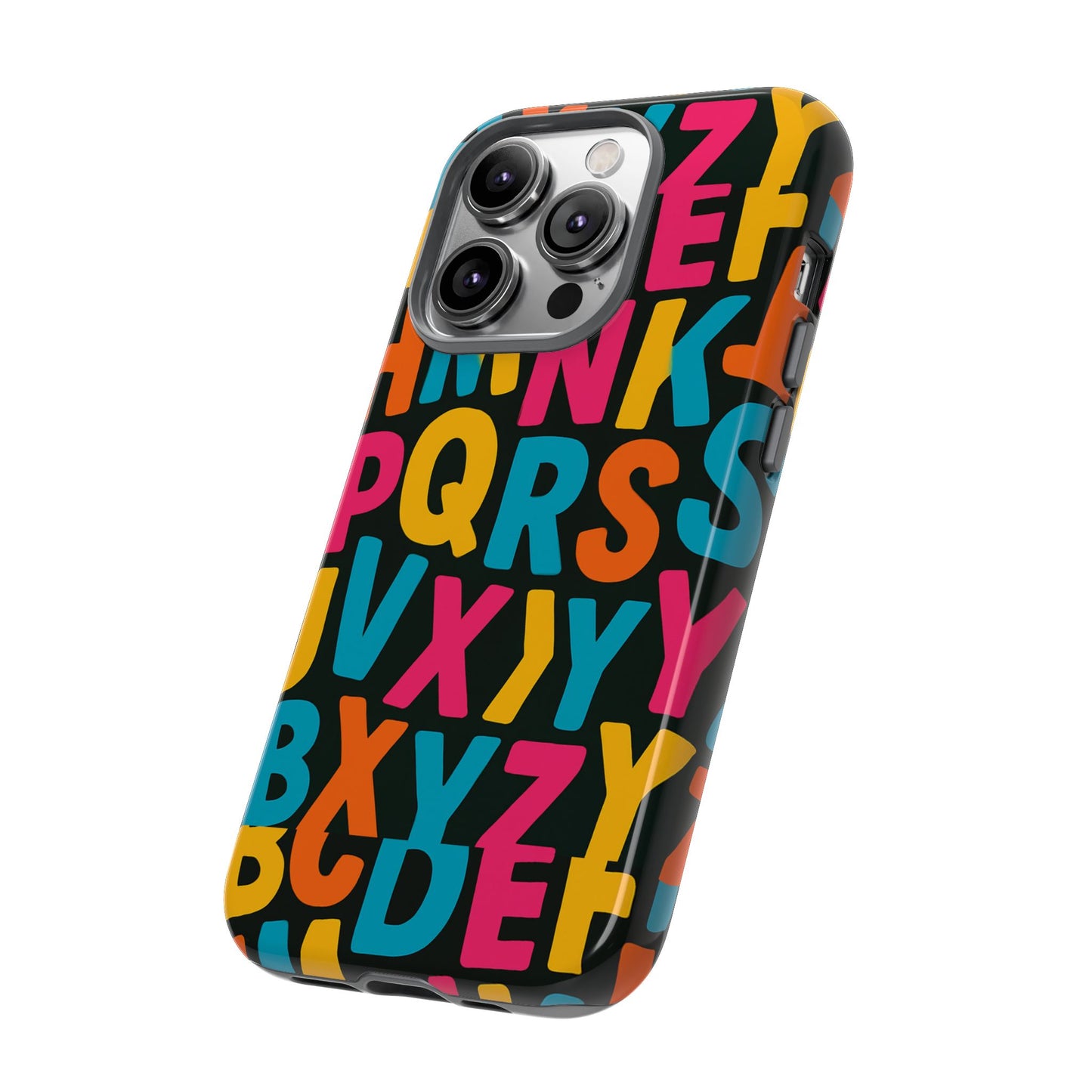 multicolour 3d alphabet wrap protective phone case for unique style and vibrant protection compatible with iphone 13, 14, 15 & 16 – all models including pro, pro max & plus