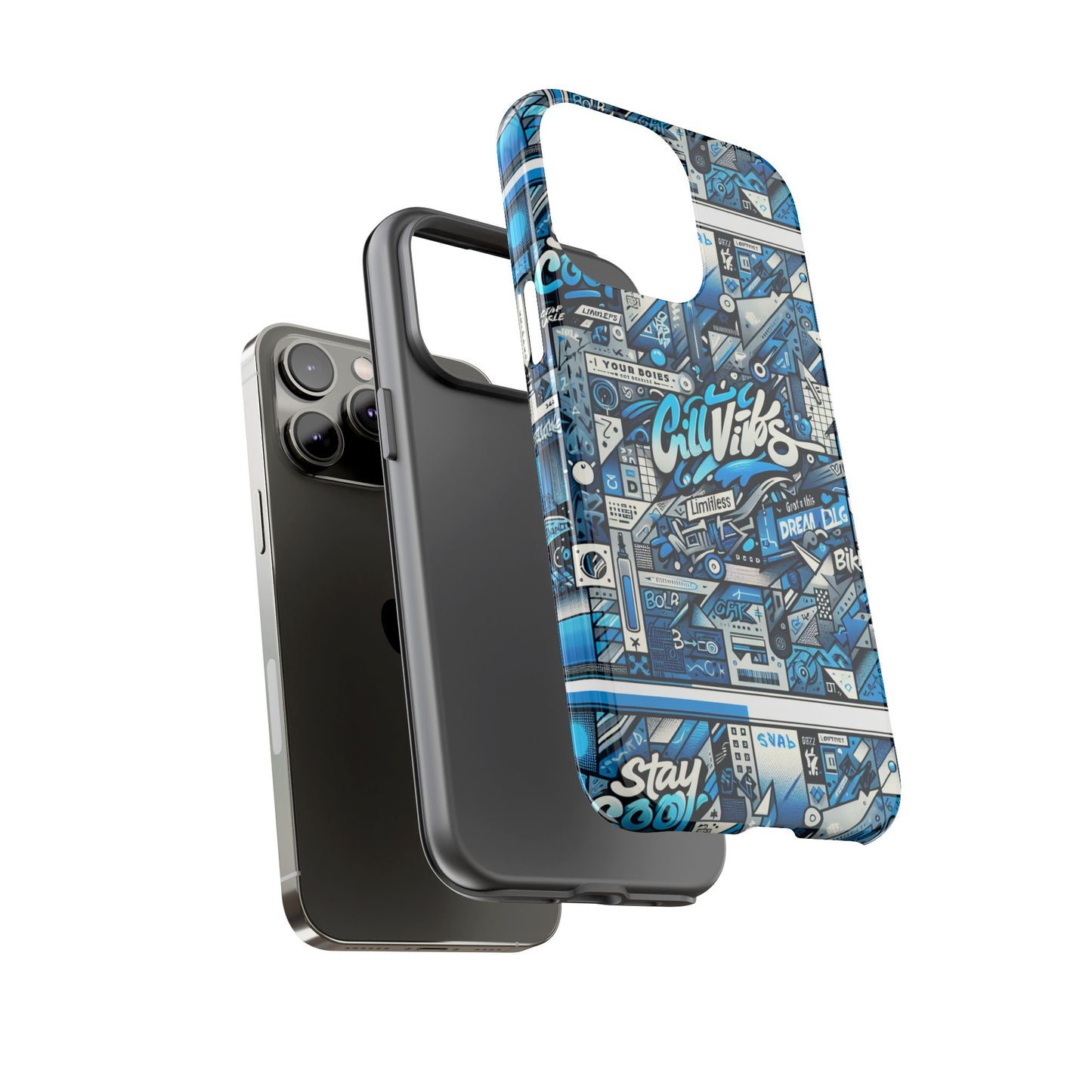 vibrant 3d wrap protective phone case in retro blue aesthetic for stylish protection compatible with iphone 13, 14, 15 & 16 – all models including pro, pro max & plus