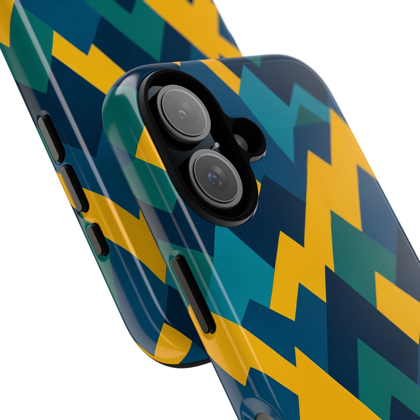 vibrant geometric mountain design protective phone case for unique style and durable protection compatible with iphone 13, 14, 15 & 16 – all models including pro, pro max & plus