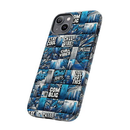 Vibrant 3D Wrap Protective Phone Case in Blue Urban Aesthetic Design for Stylish Smartphone Protection Compatible with iPhone 13, 14, 15 & 16 – All Models Including Pro, Pro Max & Plus