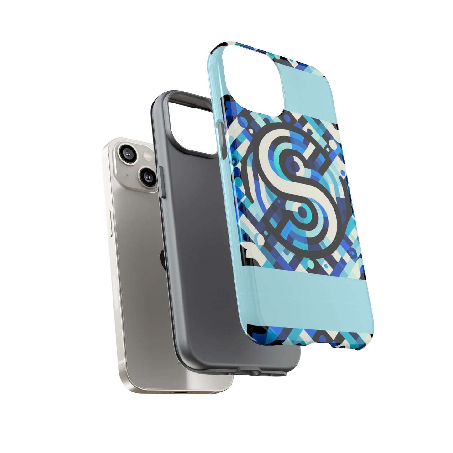 letter blue alphabet s phone case with 3d wrap design for stylish protection and unique retro anime comic style