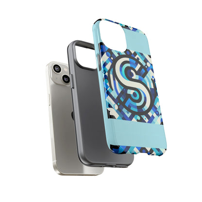 Letter Blue Alphabet S Phone Case with 3D Wrap Design for Stylish Protection and Unique Retro Anime Comic Style