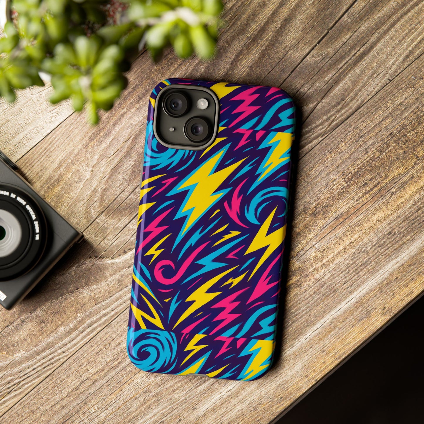 vibrant retro lightning bolt protective phone case with 3d design for fashion lovers compatible with iphone 13, 14, 15 & 16 – all models including pro, pro max & plus