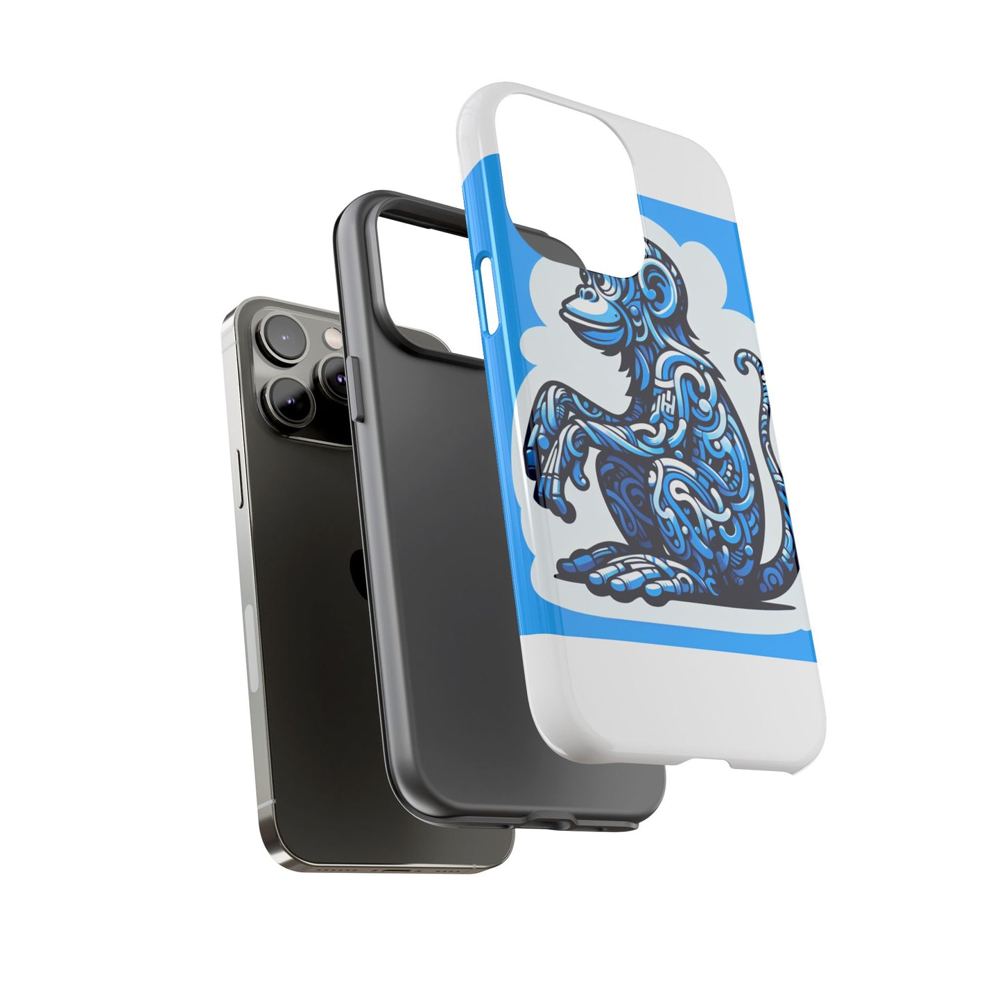 vibrant 3d monkey design phone case in blue – stylish protection for smartphones compatible with iphone 13, 14, 15 & 16 – all models including pro, pro max & plus