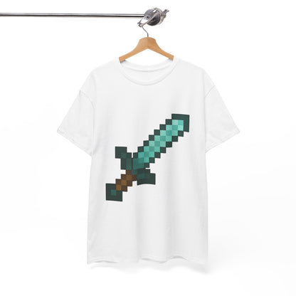 Unisex Heavy Cotton Tee - Pixel Sword Design for Gamers
