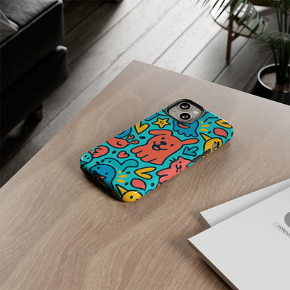 Vibrant Colourful Protective Phone Case with Fun Animal Cartoon Design – Stylish Protection for Kids and Adults Compatible with iPhone 13, 14, 15 & 16 – All Models Including Pro, Pro Max & Plus