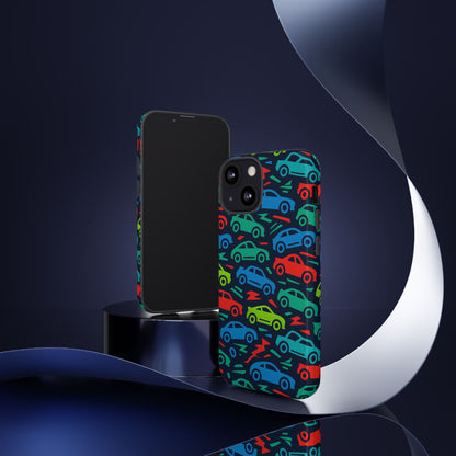 Vibrant Retro Automotive Design Protective Phone Case for Kids and Adults – Colourful 3D Wrap Style – Stylish Protection Compatible with iPhone 13, 14, 15 & 16 – All Models Including Pro, Pro Max & Plus