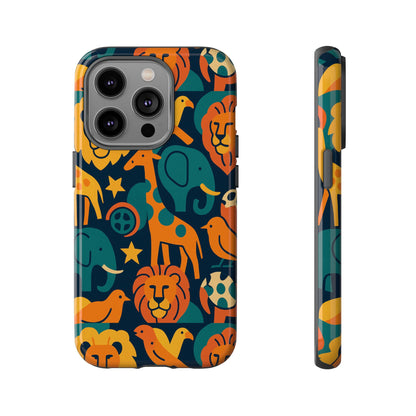 Vibrant Animal Print Protective Phone Case in Multicolour – Playful Design for Stylish Protection – Compatible with iPhone 13, 14, 15 & 16 – All Models Including Pro, Pro Max & Plus