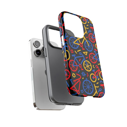 Multicolour 3D Bicycle Phone Case with Retro Design for Stylish Protection Compatible with iPhone 13, 14, 15 & 16 – all models including Pro, Pro Max & Plus