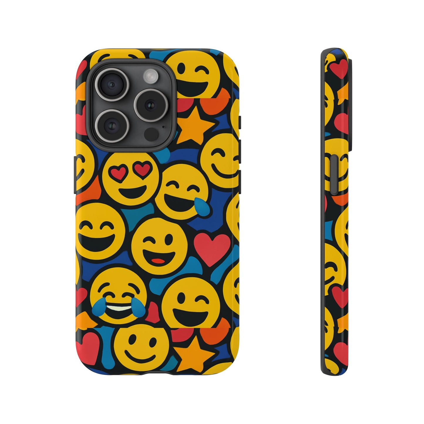 multicolour emoji protective phone case with 3d wrap design fun accessory for unisex compatible with iphone 13, 14, 15 & 16 – all models including pro, pro max & plus