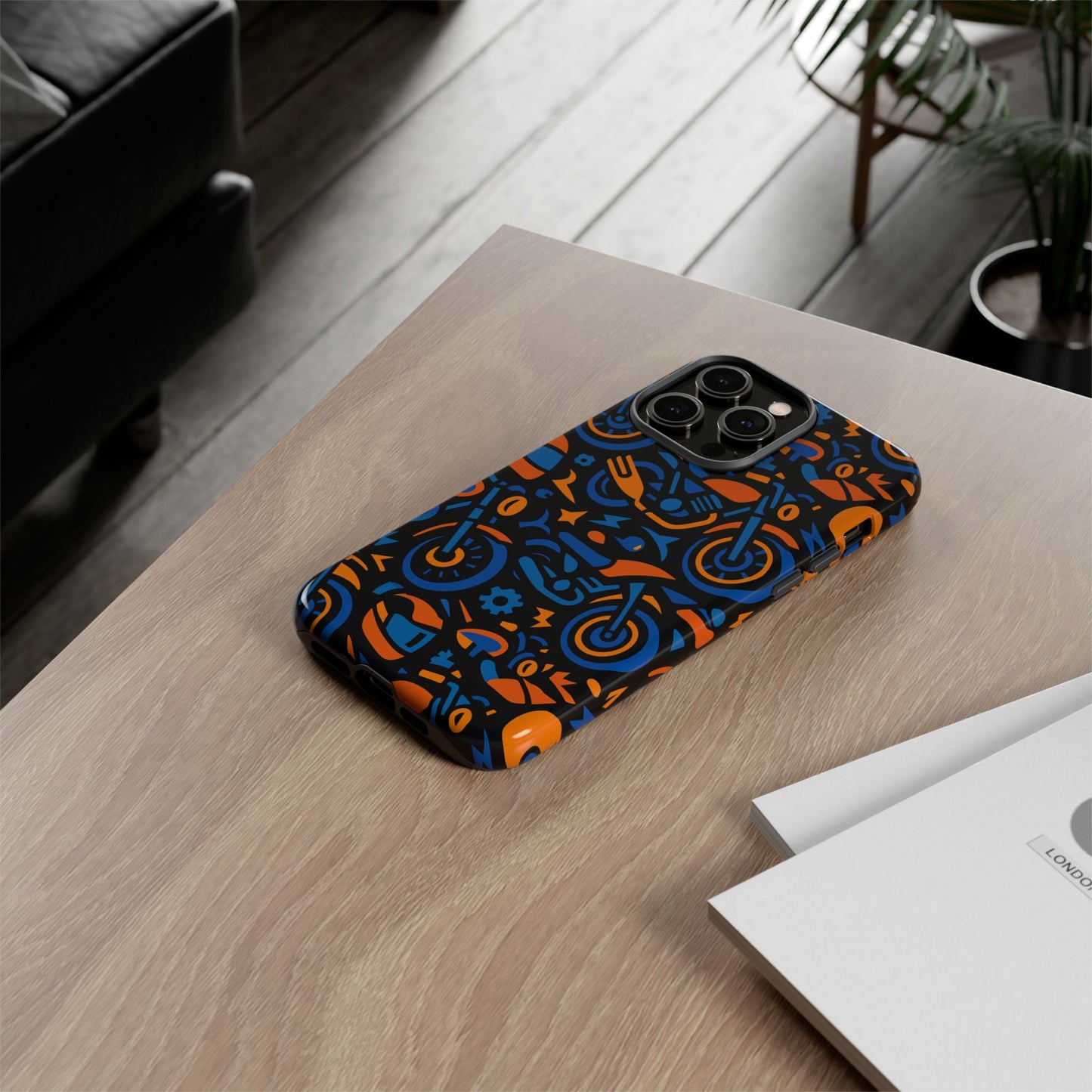 vibrant motorcycle phone case in multicolour design for stylish protection compatible with iphone 13, 14, 15 & 16 – all models including pro, pro max & plus