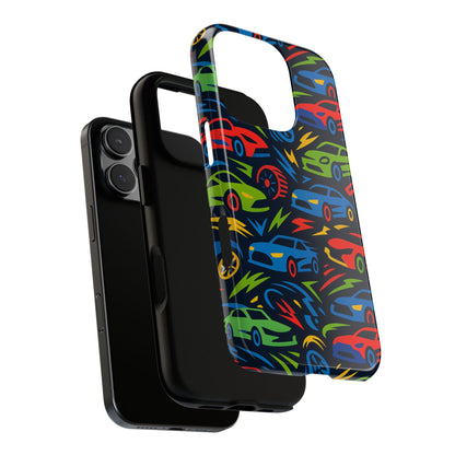 Vibrant 3D Car Design Protective Phone Case – Fun Retro Style for Kids and Adults – Stylish Protection – Compatible with iPhone 13, 14, 15 & 16 – all models including Pro, Pro Max & Plus